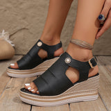 Large-Size Grass-Weed High-Heeled Sandals Women's 2025 New Thick-Sed Fish Mouth Roman Shoes With High-Heeled Women's Sandals HZ0115