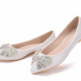 Fashion New Summer Autumn Korean Version Of AB Water Drill Women's Shoes Bow Head Shallow Single Shoes Women's Flat Shoes HZ0115