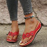Summer New Beach Sandals Line Thick Bottom Slope And Jacket Slippers Fashion Flower Decoration Slippers HZ0115