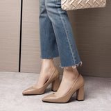 Solid Color High Heels Women's Single Shoes Korean Version Of Thick Heel Sharp Head Light Temperament Workplace Artifact Ultra-High Heel 9CM HZ0115