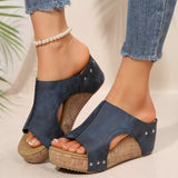 2025 Summer New Women's Thick Bottom Slope And Slippers Large Size Leisure Fish Mouth Thick Bottom Slope And Slippers HZ0115
