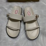 ZA Home 2025 New Summer New Flat-Bottom Metal Single-Buckle Double Buckle Strap Wear Two Uncle Slippers Woman HZ0115