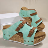 Large-Size Thick Bottom Slope With One Word With Slippers 2025 Summer New Buckle With Light Soaked Beach Toe Women's Shoes HZ0115