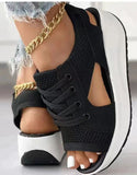 Slope Hed Sandals Women 2025 Summer New Large-Size Sports Sandals Laces With Rocking Soles HZ0115