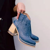 Large Size 2025 Embroidery Fashion Boots Lady Rivet Side Acrylic Crystal High And Short Boots HZ0115