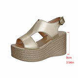 Thick-Soled Sandals Women's Large Code 2025 Summer New Sloped Sandals High Heel Waterproof Table Buckle Women's Shoes HZ0115