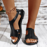Flat-Soled Sandals Women 2025 Summer New Round Toe Side Empty Bag Behind The Back To Wear Large-Size Sandals HZ0115
