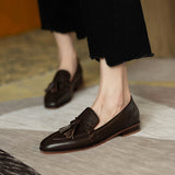 2025 New Round Head Escrened Black Soft Bean Shoes Coarse Heel Low Heel Single Shoes Women's Casual Lefang Shoes Ladies Shoes HZ0115