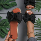 New Flat Bottom Water Drill Bow Bow Slippers Women Wear Pure Light Cloth Cold Slippers HZ0115