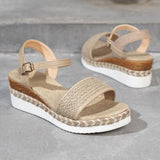 Women's Shoes Slopes And Thick-Soled Hemp Rope Fish-Mouthed Sandals With A Word Buckle With Light Casual Sandals HZ0115