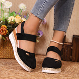 2025 New Bag Head One Word Tight Rope Thick Soles Empty Shoes Large Leisure Slope Sandals Women HZ0115