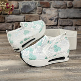 Single-Shoe Women 2025 Spring Korean Version Of The New Lace Mesh Casual Heel High-Shoe High-Shoe Women's Single Shoes HZ0115