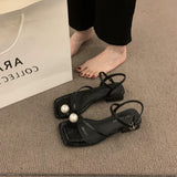 French High-End Pearl Cover Silver Sandals Women Summer 2025 New One-Word Buckle With Beautiful Fairy Shoes HZ0115