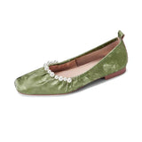 Super Soft ~ Sweet Pearl Flat-Bottom Ballet Single Shoes Women's New Chinese Style Soft-Soled Bean Shoes Grandmother Shoes HZ0115