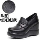 High-Poe And Soft-Soled Thick-Soled Lod Shoes Women's Slope With English Wind One-Legged Leather Shoes Mother Small Leather Shoes Deep Mouth Single Shoes HZ0115