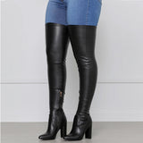 Autumn And Winter New Sexy Pointy Side Zipper High Coarse And Large Size Over Knee Boots Woman HZ0115