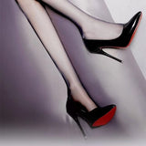 2025 Summer New Pointed Black Red Bottom Shallow Professional Fashion Temperament Mature Simple High-Heeled Single Shoes HZ0115
