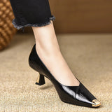 Fashion Shallow Thin Heel Single Shoes 2025 Spring And Autumn New Niche Metal Pointed Commute Comfortable High Heels HZ0115