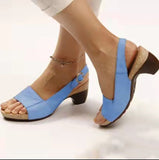Sandals Women's Large Size 2025 Spring And Summer New Fish Mouth Beach Coarse Buckle With High Heel Women's Sandals HZ0115
