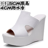 Cowskin Hollow Waterproof Table Thick Bottom One-Word Drag High Slope And Fitting Room Slippers Soft Bottom Loose Cake 4243 Women Cold Slippers HZ0115