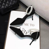 Summer High Heels Women 2025 New Small Heel Small Velvet Small Fragrant Temperament With Skirt High Heels Single Shoes HZ0115