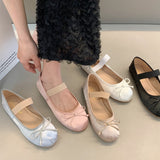 Gentle And Sweet Word With Bow Bean Shoes Female Flat Pig Nose Shoes Ballerina Single Shoes HZ0115