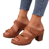 2025 New Summer Slope And Fish Mouth Slippers Women's Casual Large-Size Coarse And Slippers With Solid Color HZ0115