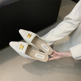 Naipa 2025 Spring And Summer New Metal Buckle Tip Tip Flat-Bottomed Slippers Flat And Half Dragged Outside Wearing Women Cool Drag Comfortable HZ0115