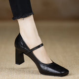 French Retro Square Shallow Mouth Mary Jane Single Shoes Women's Spring 2025 New Word Buckle Lady Casual Single Shoes HZ0115