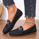 Flat-Bottomed Casual Single-Shoe Lef Shoes Light-Mouthed Bean Shoes Women's 2025 New Fashion Metal Chain Large-Size Mother Shoes HZ0115