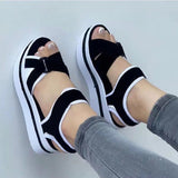 2025 New Large-Size Thick-Soled Sandals Women's Flat-Bottomed Magic Sticker Women's Beach Sandals HZ0115