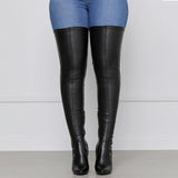Autumn And Winter New Sexy Pointy Side Zipper High Coarse And Large Size Over Knee Boots Woman HZ0115
