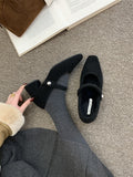 Square Head Plus Velvet Lefang Shoes Gray Mary Jane Woman With French Temperament Winter Model HZ0115