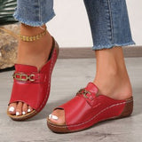 2025 New Summer Thick-Bottomed Fish Mouth Slippers Women's Shoes Large-Size Wide Strips Thick-Bottomed Slippers HZ0115