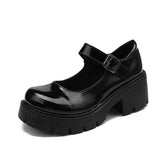 2025 Summer Large-Size New Mary Jane Women's Shoes Thick Heel Thick-Soled JK Uniform Single-Shoe High-Heeled Women's Retro English HZ0115