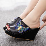 Water Drill Bow Bow Fish Mouth Slope With Large-Size Cold Slippers Waterproof Table Roman Sandals New Wish HZ0115