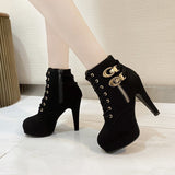 2025 New Ultra-High Heeled Round Head Zipper Short Boots Women With Large Size Martin Boots Tide HZ0115