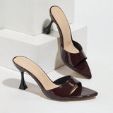 Women's Pointed Mirror Face With Fine High-Heeled Sandals Women Fashion Coffee Brown High Heels Women HZ0115
