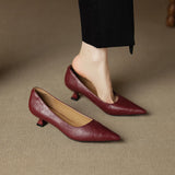 French Retro Pointed Single Shoes Women Soft Leather Fine Heel Temperament Shallow High-Heeled Shoes HZ0115