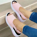2025 Women's Shoes Large Summer New Thick-Soled Simple Women's Single Shoes Magic Stick Casual Fish Mouth Sandals Women HZ0115