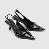 2025 Pointed-Pointed Alien Heels High-Heeled Women's Patent Leather Buckle With Sandals Famous Temperament Single Shoes Female High Heel HZ0115