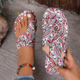 Large-Size Sandals Women's National Style 2025 Summer New Breathable Printing Cover Roman Style Cool Slippers Women HZ0115