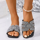 2025 Summer New Large-Size Fish Mouth Water Drill Flat Bottom Comfortable Lazy Foot Cool Slippers Woman HZ0115