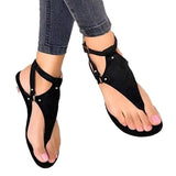 Large-Size Toe Sandals Women 2025 Leisure Flat-Bottomed Toes With A Word Buckle Beach Shoes HZ0115