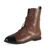 New Large-Size Female Boots English Flying Autumn And Winter New Products And Leisure Boots Tie Splicing Short Martin Boots HZ0115