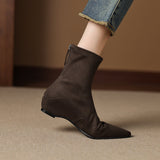 Sharp-Headed Velvet Zippered Elastic Boots Women's New Thin Boots In The Raised Short Boots HZ0115