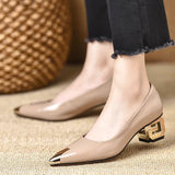French Patent Leather Metal Pointed Single Shoes 2025 New Shallow Commute Fashion Famous Wind Heel Heel Shoes HZ0115