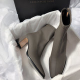 Ultra-Temperament 2025 New High-Heeling French Thin Elastic Korean Version Of Simple Short Boots HZ0115