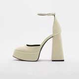 Ultra-High Heel Barbie Shoes Children 2025 New Spring And Autumn Beige Baotou Mary Cherish Coarse Sandals Wedding Shoes HZ0115