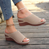 2025 New Women's Slope And Thick Bottom Slippers Large-Size Pure Color Fish Mouth Slope And High-Inctase Leisure Slippers HZ0115